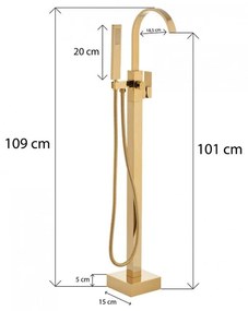 Erga Enzo, voľne stojaca vaňová batéria h-1090, zlatá lesklá, ERG-YKA-BS.ENZO-GLD