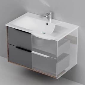 Skrinka s umývadlom 80 AM.PM Flash MNAFHX0802GM závesná, 2 zásuvky, matný grafitový