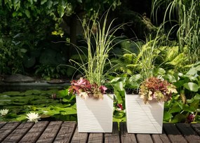 PLASTOVÝ KVETINÁČ FLORE RIFLO SADA 2KS 30X30 CM+25X25 CM BIELA