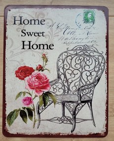 Nástenná kovová ceduľa Home sweet Home - 20 * 25 cm