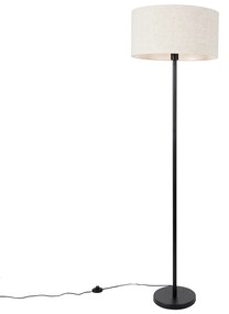 Stojaca lampa čierna so svetlosivým tienidlom 50 cm - Simplo