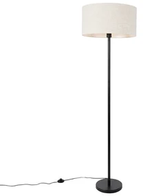 Stojaca lampa čierna so svetlosivým tienidlom 50 cm - Simplo