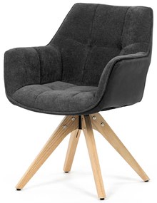 Autronic - Židle jídelní, šedá látka a černá látka v dekoru broušené kůže, noha masiv dub, otočný mechanismus 360° - HC-D7180 GREY2 AKCE