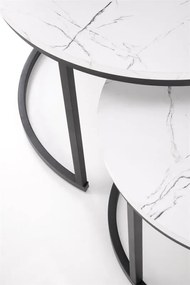 KONFERENČNÝ STOLÍK DAVINO BIELY MRAMOR + ČIERNY