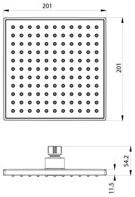 Aqualine Aqualine, Hlavová sprcha, 200x200mm, ABS/čierna mat, SC164B