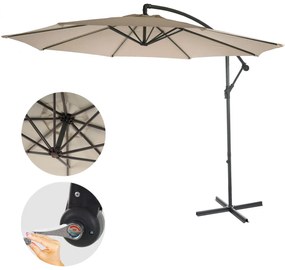 Slnečník Acerra Ø 3m polyester/oceľ - pieskovo-béžová bez stojanu
