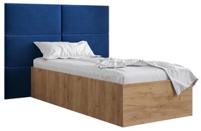 Jednolôžková posteľ s čalúneným čelom 90 cm Brittany 2 (dub craft zlatý + modrá) (s roštom). Vlastná spoľahlivá doprava až k Vám domov. 1045917