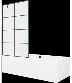 Mexen Cube obdĺžniková vaňa 170 x 80 cm s obkladom a 1-krídlovou sprchovou zástenou 100 cm, Čierny vzor - 550517080X9510007077