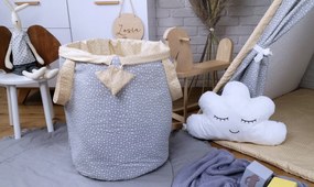 Detský kôš na hračky STARS - šedý/béžový