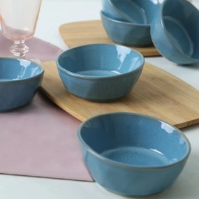 Súprava 6 kameninových misiek Facetta 12 cm, tyrkysová