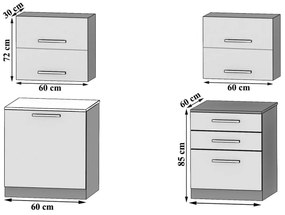 Kuchynská linka Belini 120 cm šedý mat s pracovnou doskou Eleganta2  TOR ELEGANTA2/3/WT/SR/0/B1