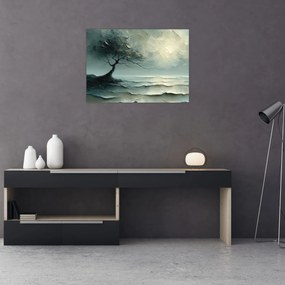 Obraz - Olejomaľba stromu s oceánom (70x50 cm)