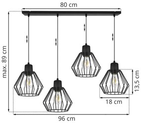 Závesné svietidlo NUVOLA 2, 4x čierne drôtené tienidlo