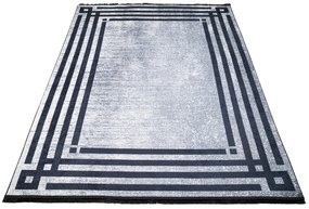 Sivý trendový koberec s protišmykovou úpravou a geometrickým vzorom