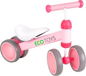 ECOTOYS odrážadlo pre deti 18–36 m, ružové, dvojité predné kolieska, blokáda riadenia