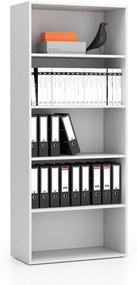 Vysoký kancelársky policový regál LAYERS, 800 x 400 x 1905 mm, biela