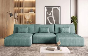Pohodlná tyrkysová rohová sedačka Modulo U v látkovej látke