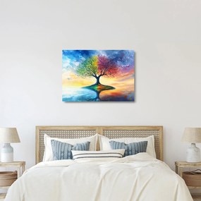 Sklenený obraz – Maľovaný strom ročných období (70x50 cm)