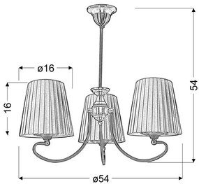 Candellux MOZART Luster 3X60W E27 Patina Coopper Honey 33-33970