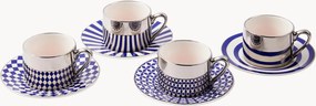 Porcelánové šálky na espresso's podšálkami Aunty, 8 ks