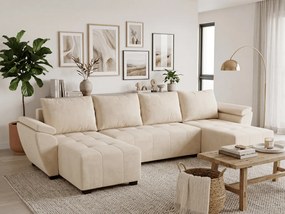 Rozkladacia sedacia súprava do U LIVARO 305x140 cm, krémová