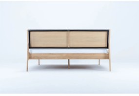 Sivá/prírodná čalúnená dvojlôžková posteľ z dubového dreva 160x200 cm Fawn - Gazzda