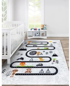 JUNIOR 51490.802 umývací koberec Zvieratá, ulice pre deti protišmykový - sivá Veľkosť: 120x170 cm