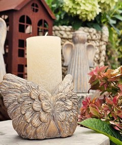Zlatý antik cementový svietnik anjelské krídla Angel Wings Gold - 11*9*9 cm