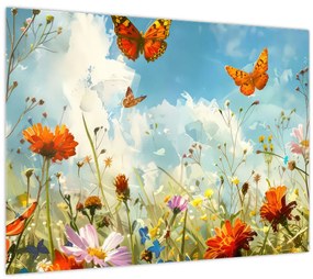 Obraz - Motýle na letnej lúke (70x50 cm)