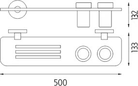 Nimco Unix IXI - polica s frézovanými otvormi se pohárikmi - 50cm (UN X350-58DW-26)