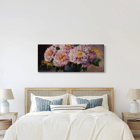 Obraz - Olejomaľba, Kvety vo váze (120x50 cm)