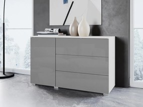 Komoda do obývačky Bamisio 110, Farby: biela / šedý lesk