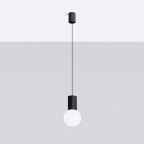 Čierne závesné svietidlo so skleneným tienidlom ø 12 cm Orbital – Sollux