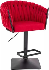 LuxuryForm DESIGN Barová stolička NORDEN VELUR na čiernej hranatej podstave - červená