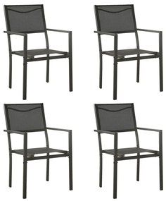Záhradné stoličky 4 ks textilén a oceľ čierna a antracitová