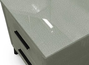 Nočný stolík s 2 zásuvkami Joy, olivovo zelená látka