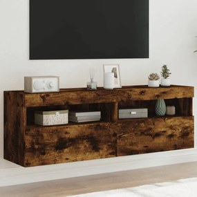 TV nástenné skrinky s LED svetlami 2 ks dymový dub 60x30x40 cm 837192