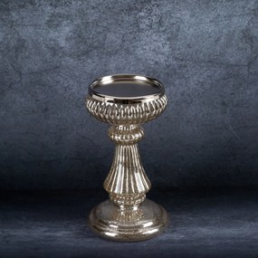 SKLENENÝ SVIETNIK 13A 11X20 CM STRIEBORNÁ