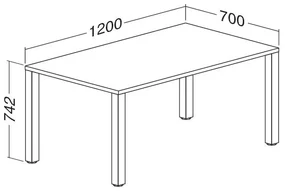 Stôl ProOffice B 70 x 120 cm, biela
