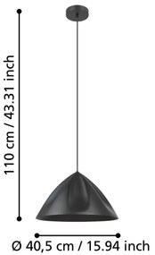 Eglo 900835 - Luster na lanku PODERE 1xE27/40W/230V čierna