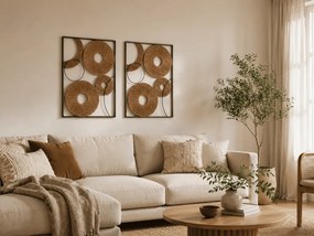 Súprava 2 ks nástennej dekorácie CIRCLES kov 48x68 cm, hnedá