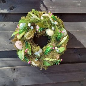 DECOLED Veľkonočný veniec, 30 x 8 cm, trávy a vajíčka