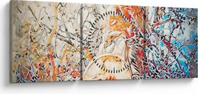 Obraz - Mozaiková abstrakcia (s hodinami) (90x30 cm)