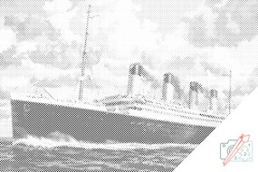 Gario Bodkovanie Titanic Rozmery: 120 x 80 cm, Rámovanie: Iba zrolované plátno, Farba bodiek: Modrá