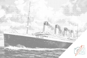 Gario Bodkovanie Titanic Rozmery: 60 x 40 cm, Rámovanie: Iba zrolované plátno, Farba bodiek: Modrá