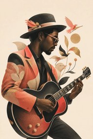 Gitarista so speváčikmi - Metalický obraz 70x50cm