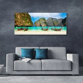 Obraz na akrylátovom skle Pláž more hory príroda 125x50 cm