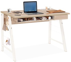 Malý študentský písací stôl Veronica - dub svetlý/biela