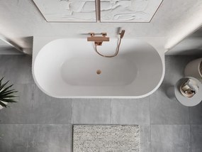 Mexen Oris, voľne stojaca ryhovaná vaňa 150 x 75 cm, biela-čierna, medený matný prepad, 52871507575-65