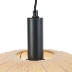 Japandi závesná lampa čierna s hnedým látkovým tienidlom 2-Lights - Bida